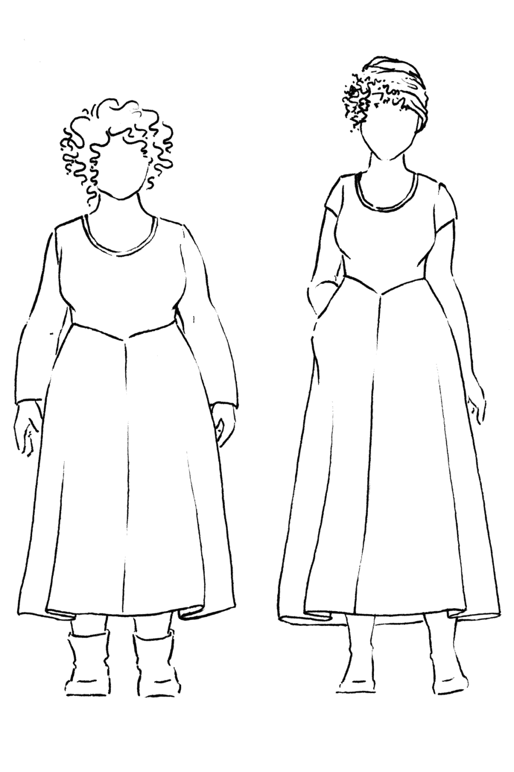 Croquis drawings of the Stasia Dress