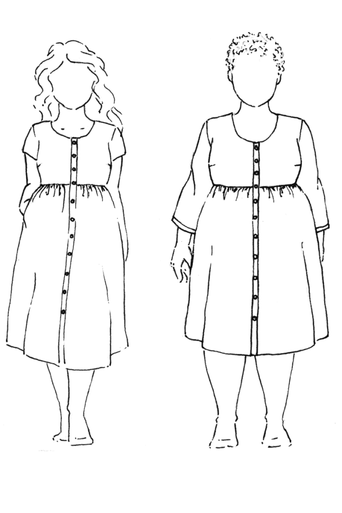 Hinterland Dress sewing pattern croquis drawing