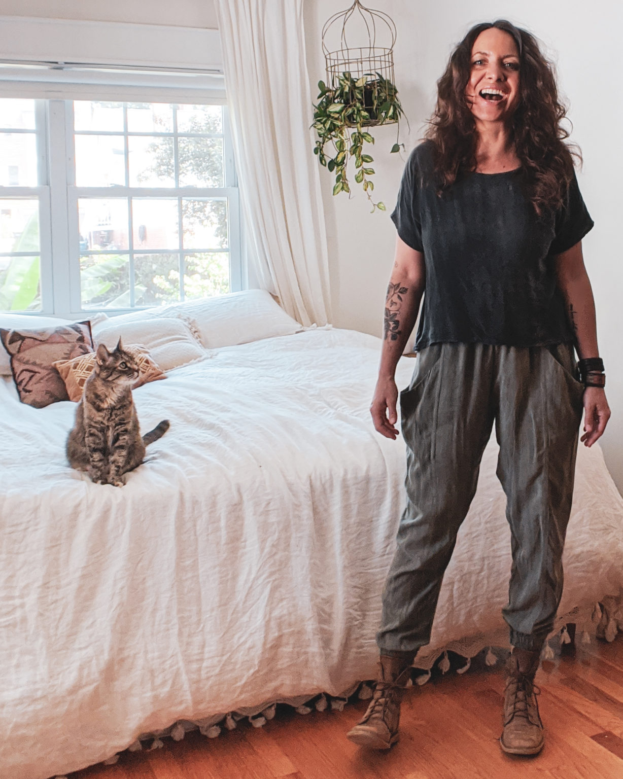 Meg wearing Arenite Pants
