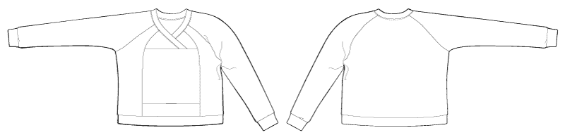 A line drawing of the front and back of the Nest Sweatshirt, View B.
