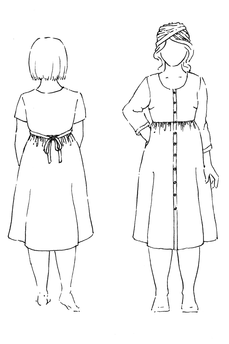 Hinterland Dress sewing pattern croquis drawing