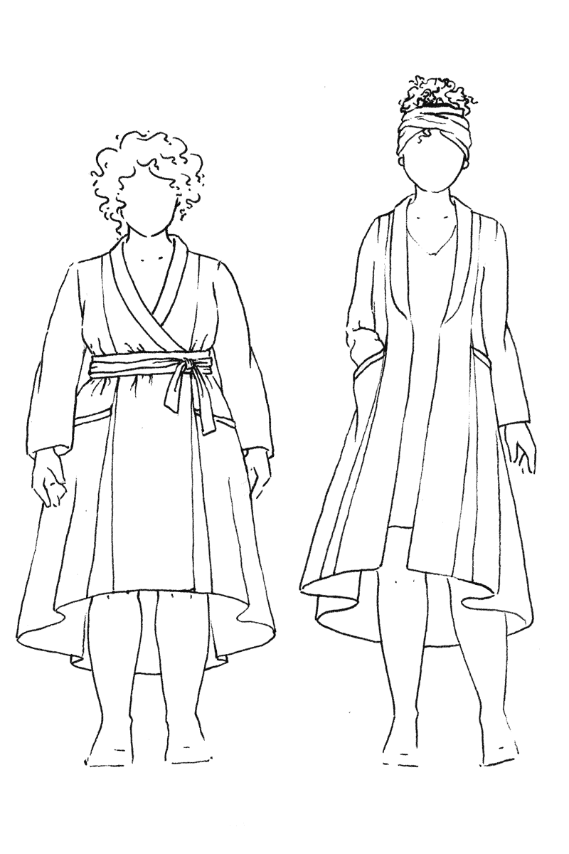 Styled Croquis drawing of Lichen Duster sewing pattern