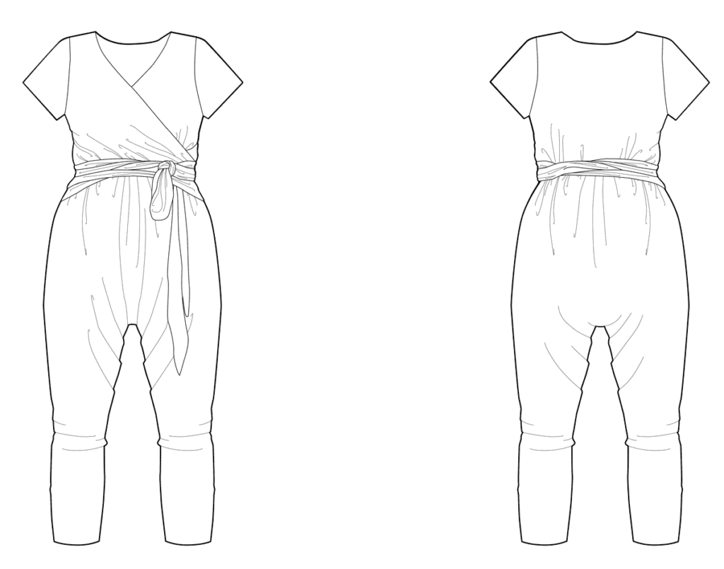 Line drawing of Talam Jumpsuit sewing pattern View A