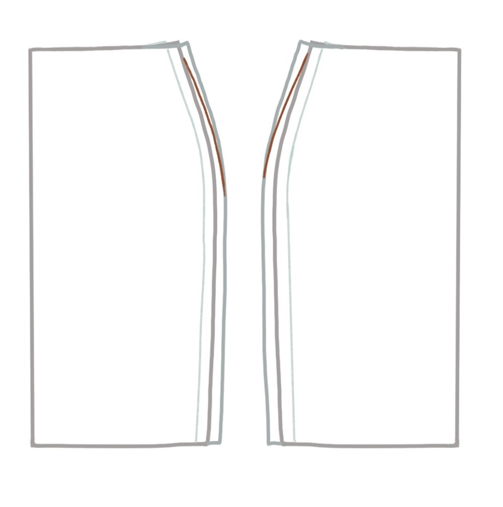grading between sizes on a simple pencil skirt pattern 