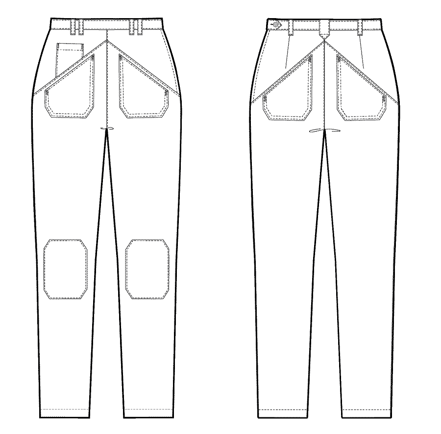Line drawing of View A of the Cosecha Pants sewing pattern.
