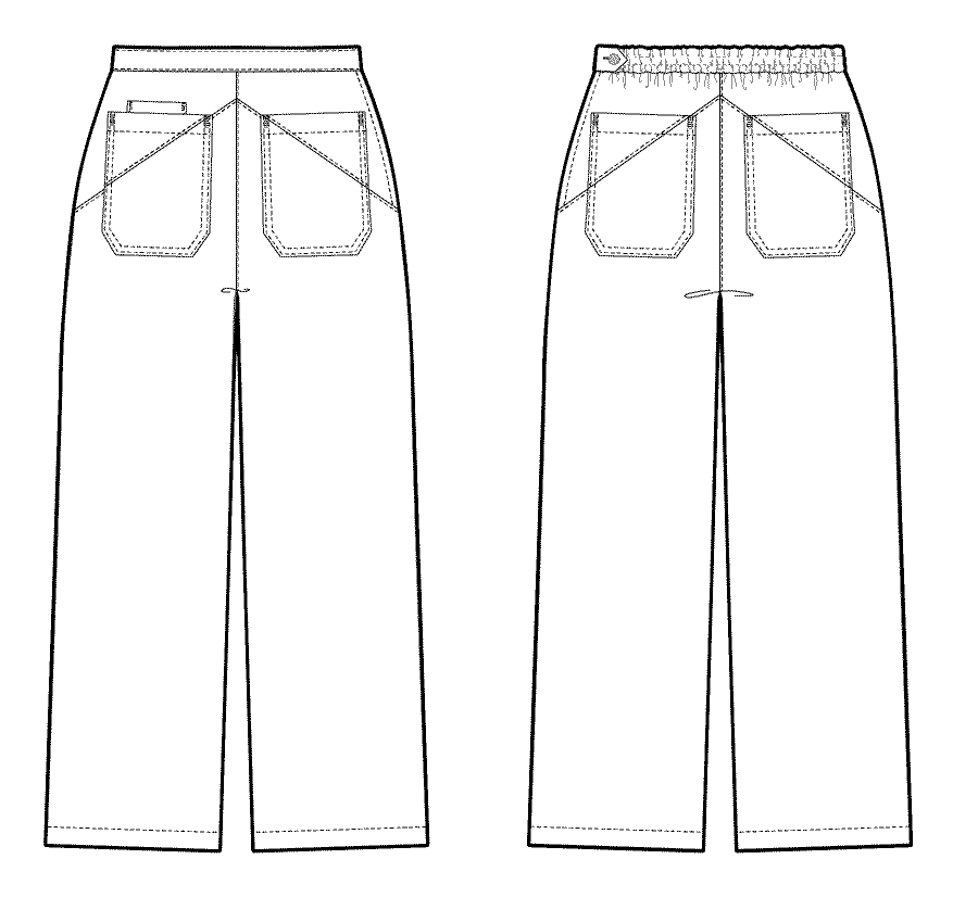 Line drawing of View B of the Cosecha Pants sewing pattern.