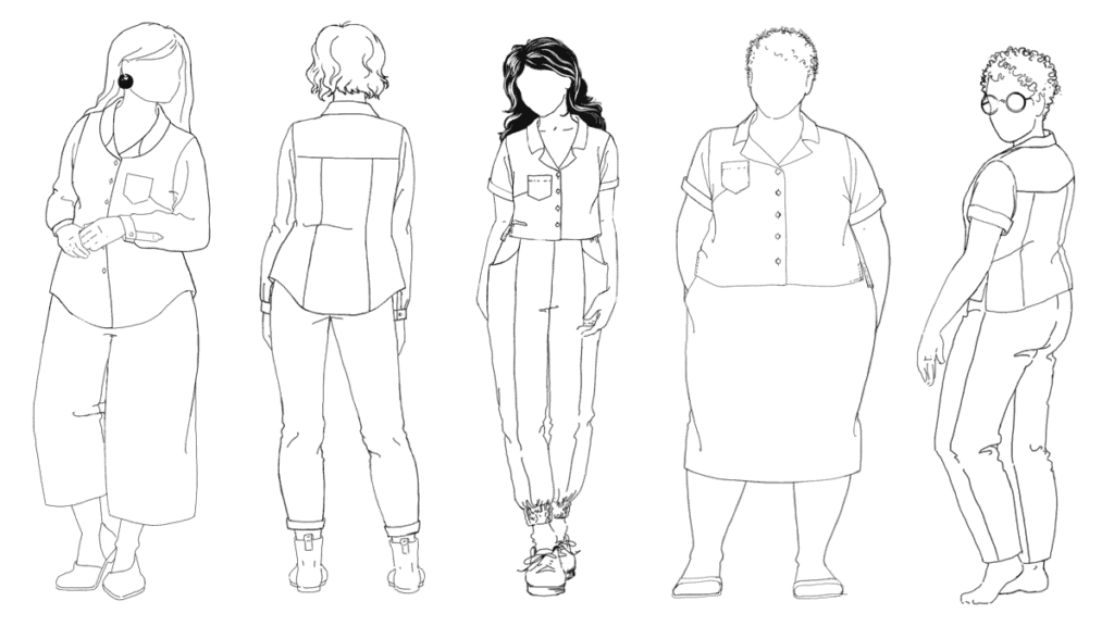 Croquis of the Joanie Top Sewing Pattern