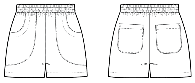 Chanterelle Shorts Pattern View C Line Drawing