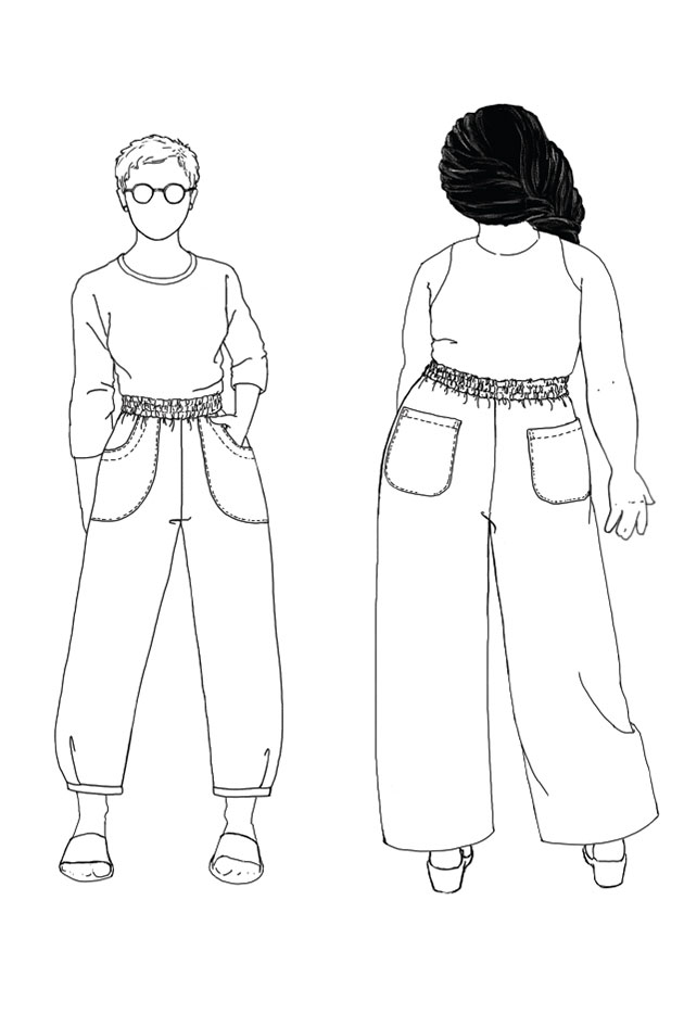 Two croquis figures wearing Chanterelle Pants
