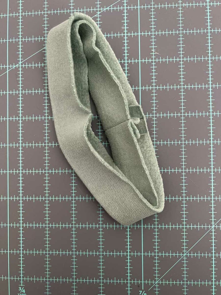 the cuff folded wrong sides together