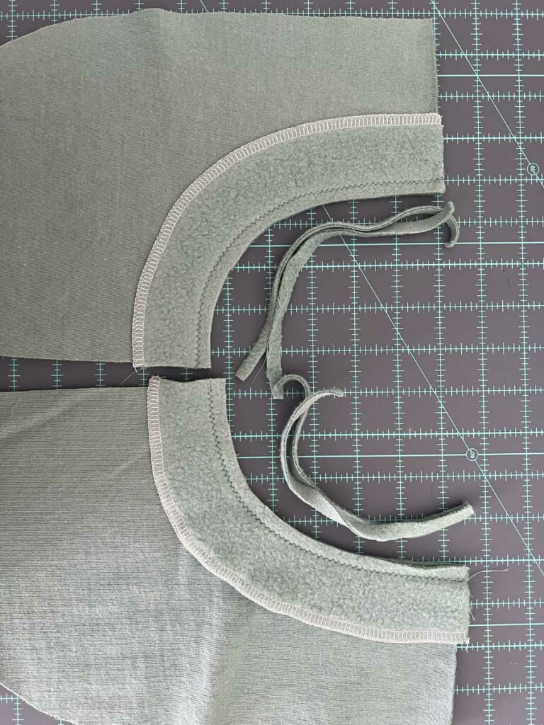 facings stitched on the pocket pieces