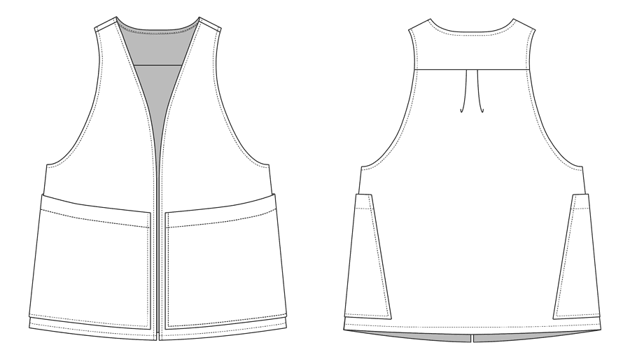 Forager Vest line drawings