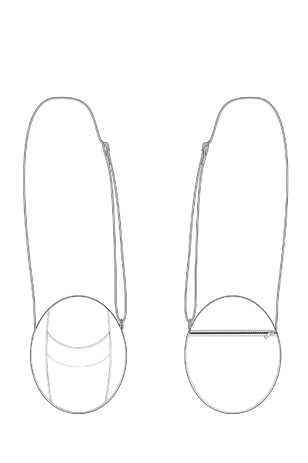 a line drawing of l'Oeuf Bag